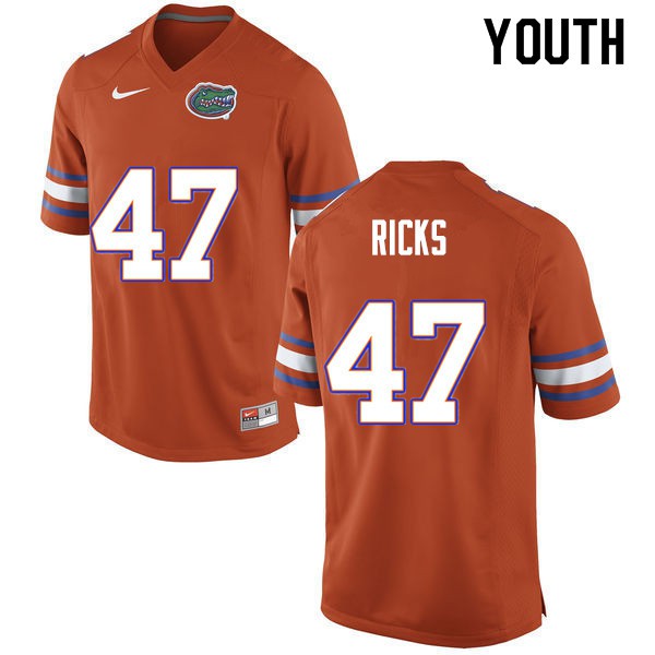 Youth #47 Isaac Ricks Florida Gators College Football Jersey Orange